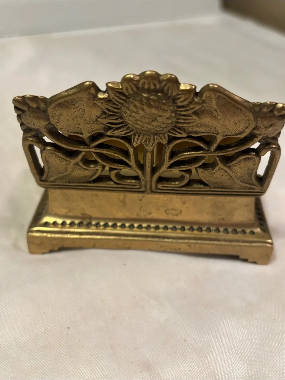 Art Nouveau Style Brass Floral Vintage Stamp Holder